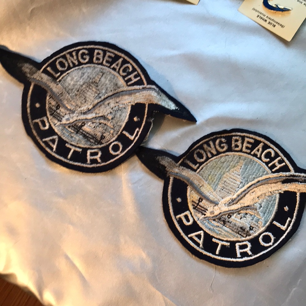 Long beach patrol patches circa 1960 one has little rip in it 2 patches